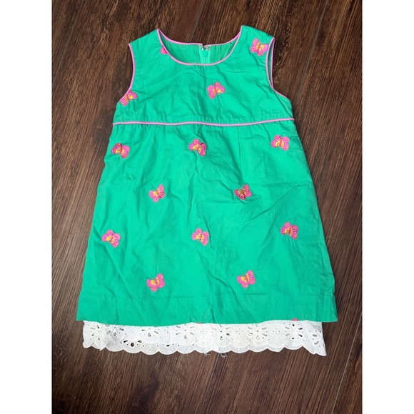 Lilly Pulitzer Other - Vintage Lilly Pulitzer 2T Green Butterfly Embroidered Eyelet Shift Dress
